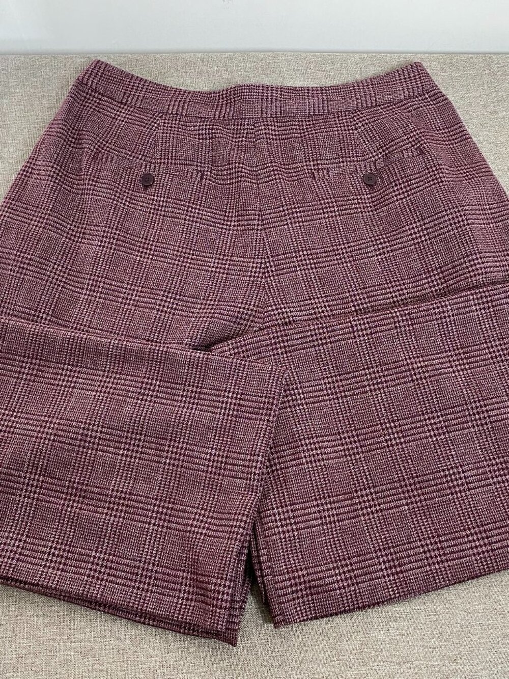 Worthington Wide Leg Dress Pants Women's 14 High Rise Burgundy Houndstooth - Picture 6 of 14